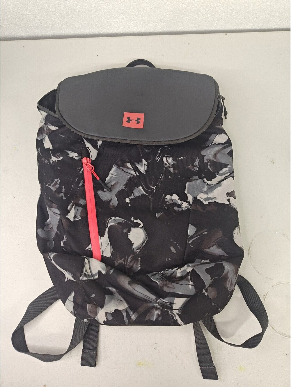 Under Armour Sportstyle Flap Backpack Black Marble Camo Laptop Bag 1316575